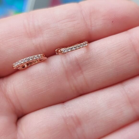 925 Sterling Silver Rose Gold Earrings - Picture 8 of 8